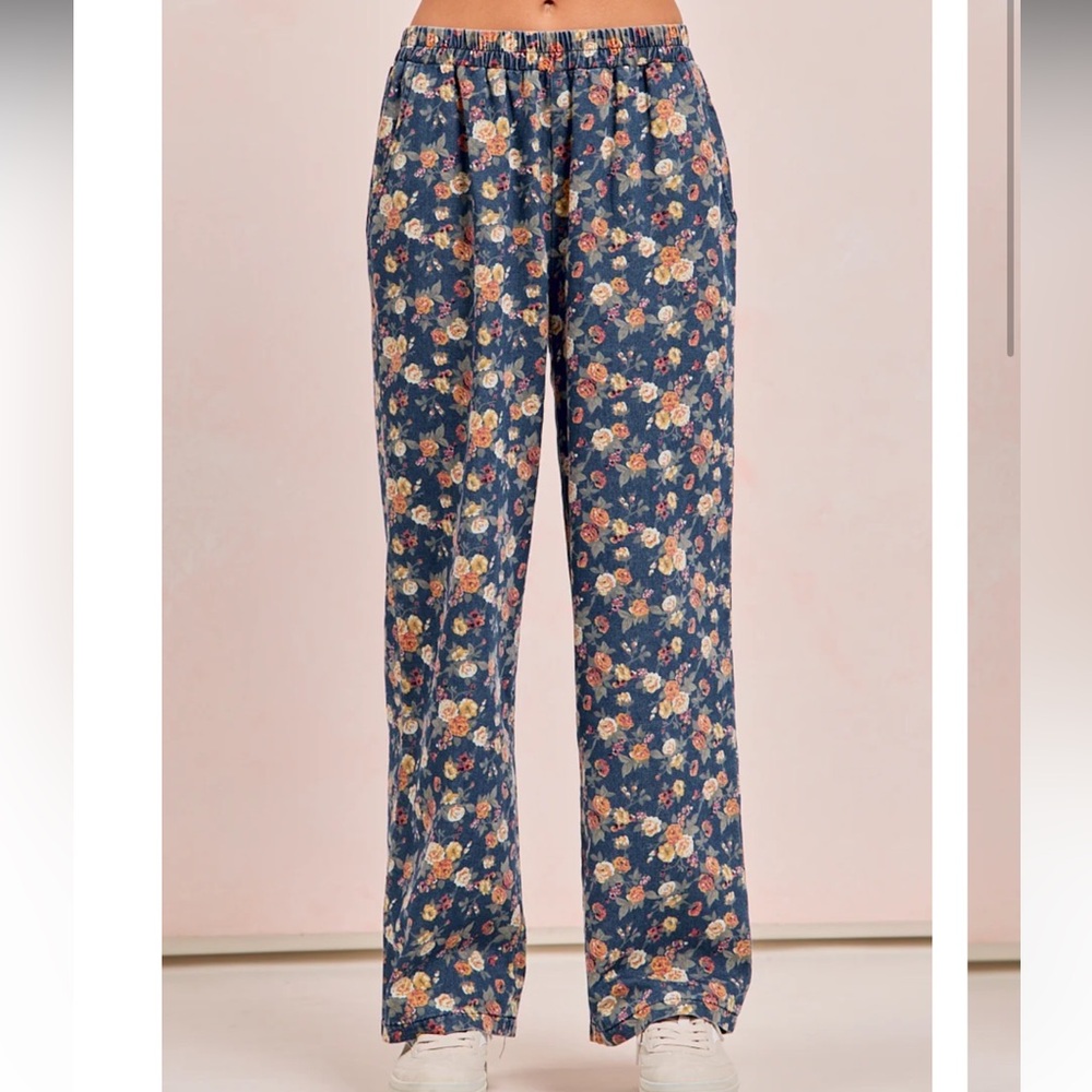 B6068–BIBI DENIM FLORAL MATCHING PANTS 🚨 - Picture 2 of 3